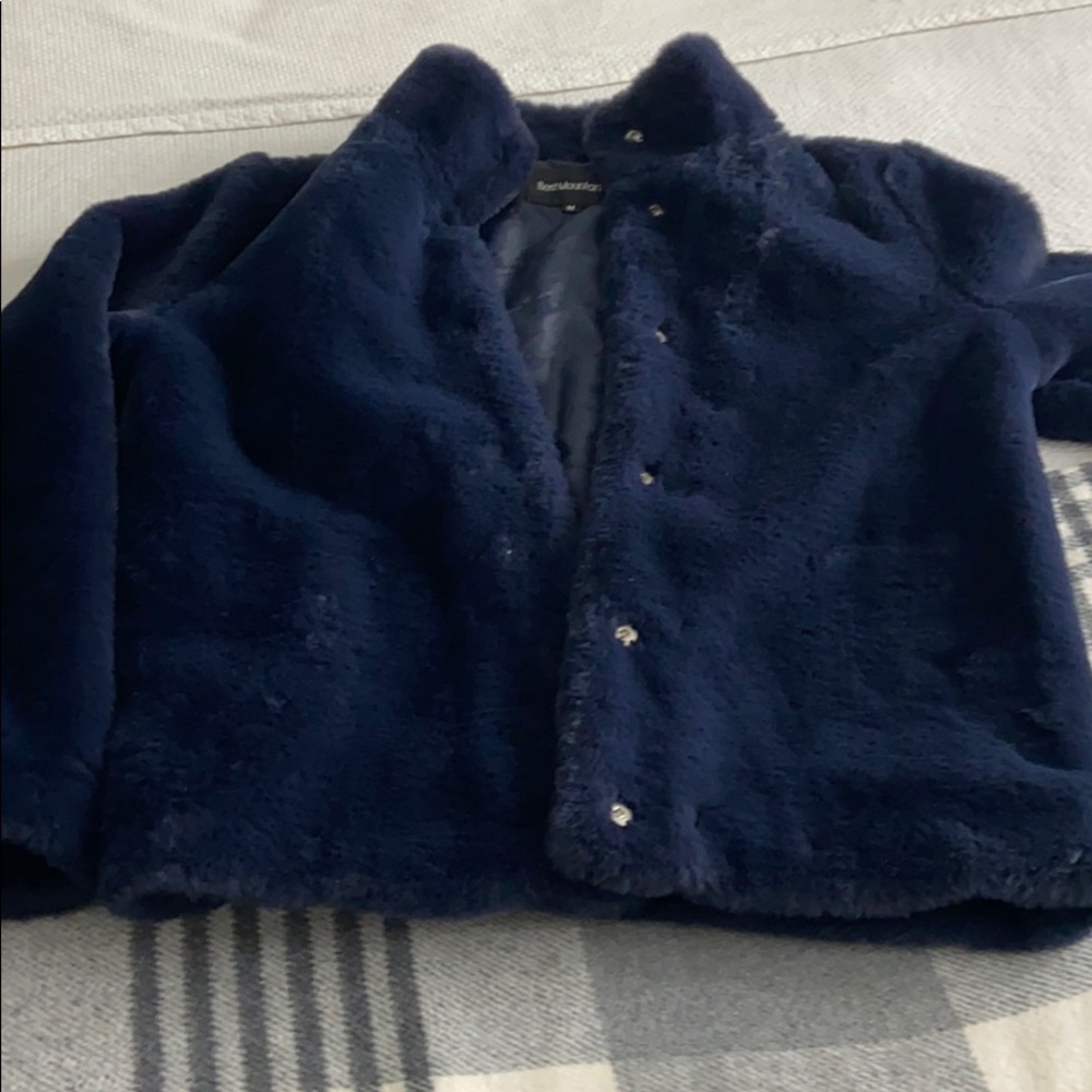 Blue furry jacket